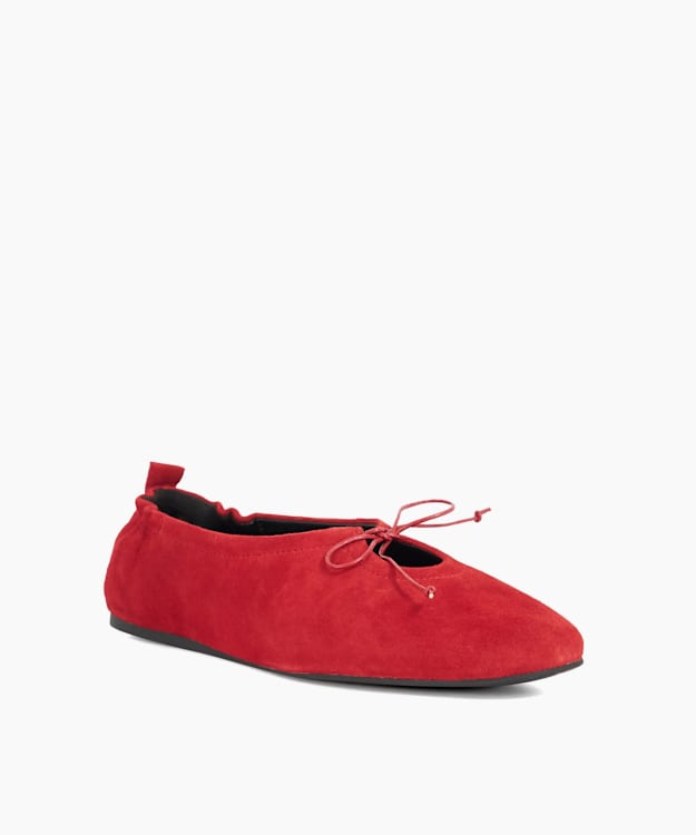 Dune London How - Red Ruched Ballet Flats
