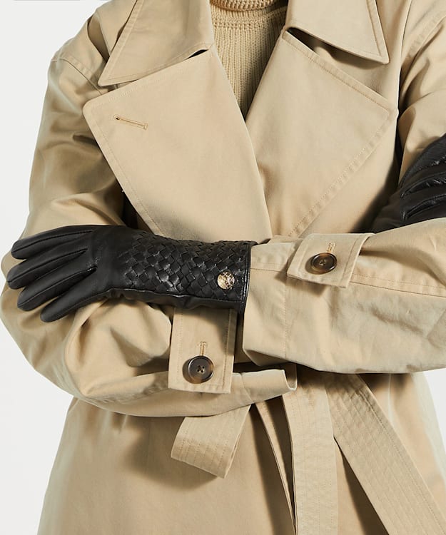 Dune London Idols - Black Woven Leather Gloves