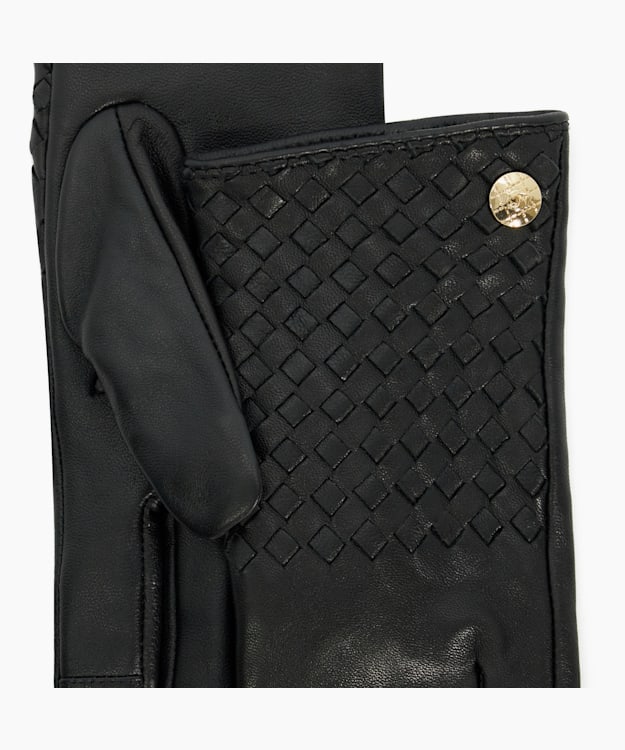 Dune London Idols - Black Woven Leather Gloves