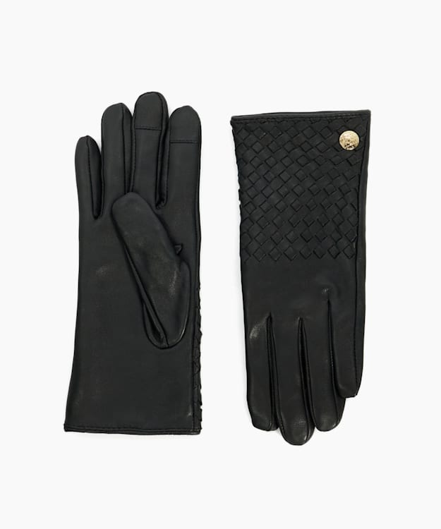 dune london Idols - Black Woven Leather Gloves