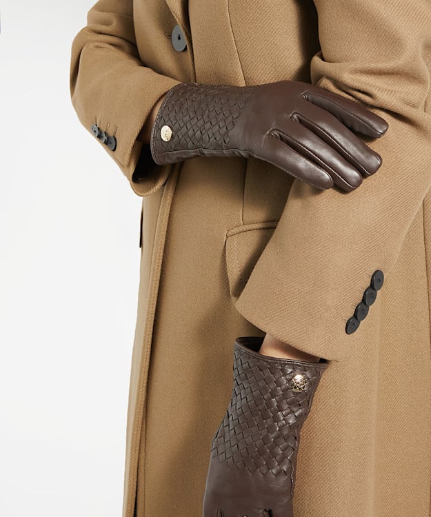 Dune London Idols - Brown Woven Leather Gloves