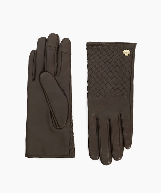 dune london Idols - Brown Woven Leather Gloves