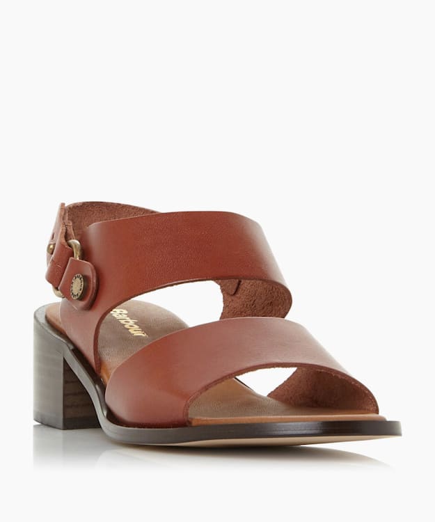 Dune London Imogen - Tan Low Block Heel Sandals