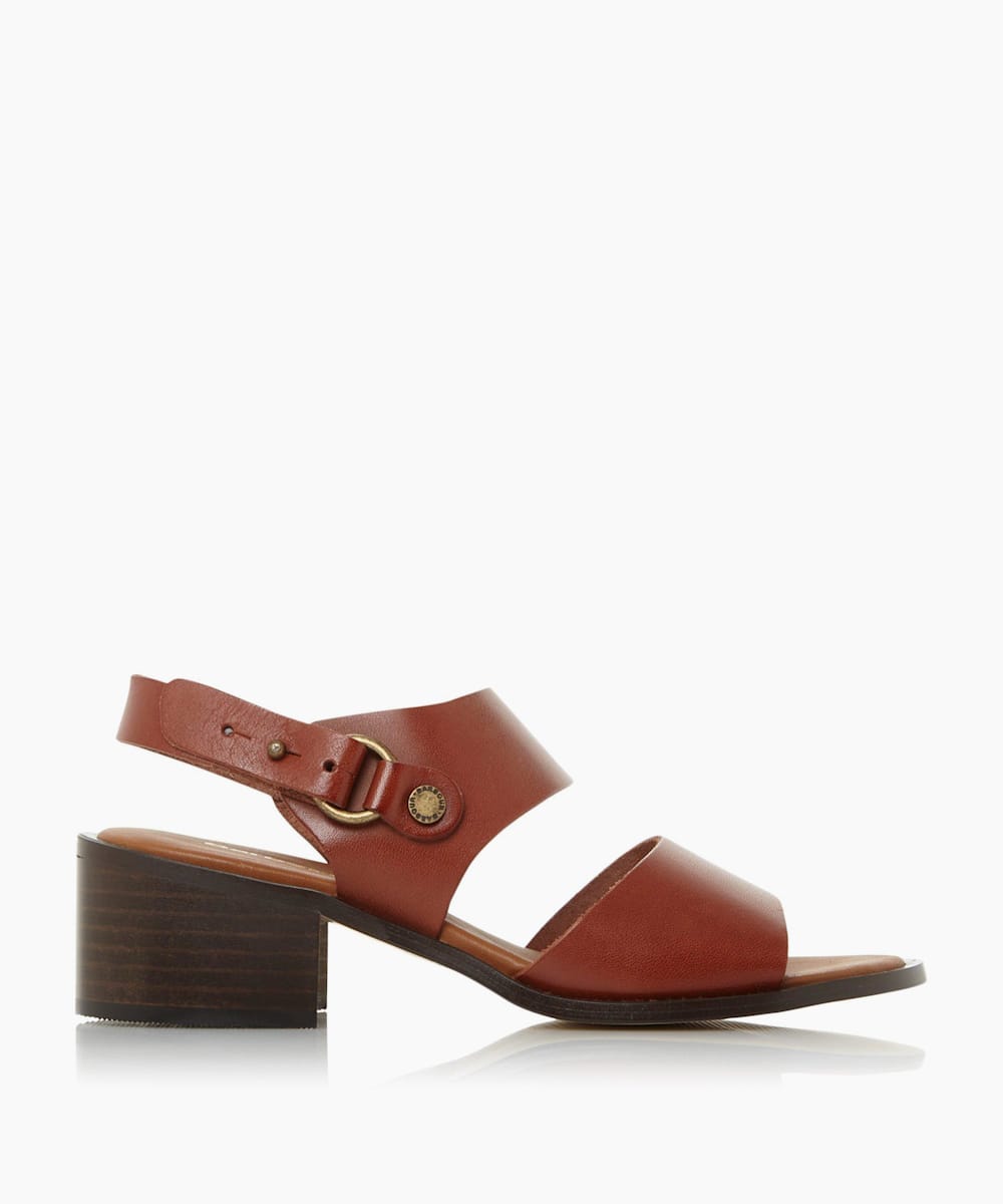 dune london Imogen - Tan Low Block Heel Sandals