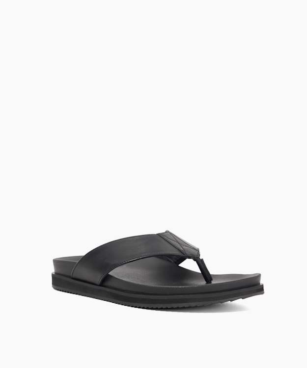 Dune London Inglos - Black Leather Toe Post Sandals
