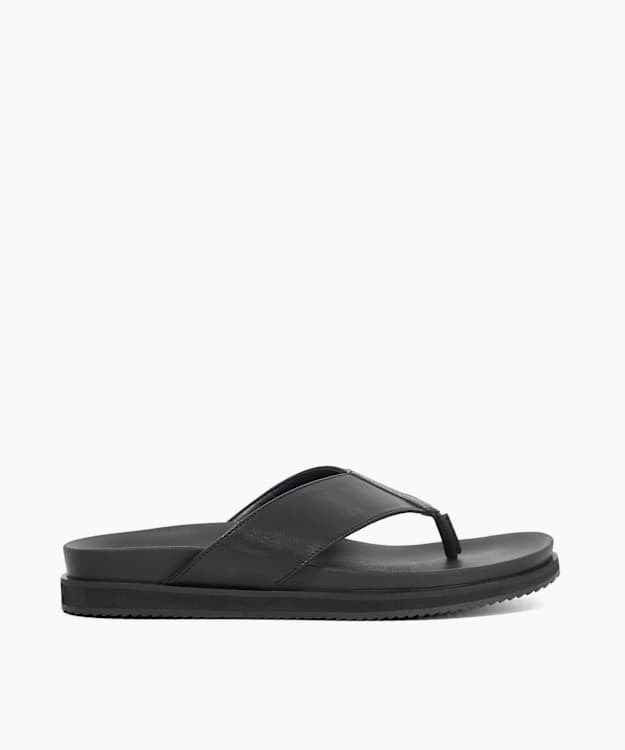 dune london Inglos - Black Leather Toe Post Sandals