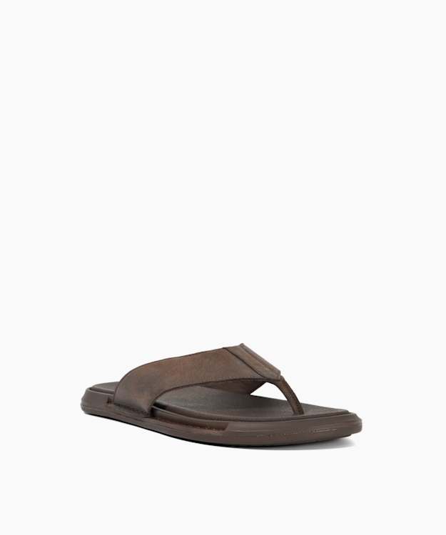 Dune London Inside - Brown Leather Toe Post Sandals