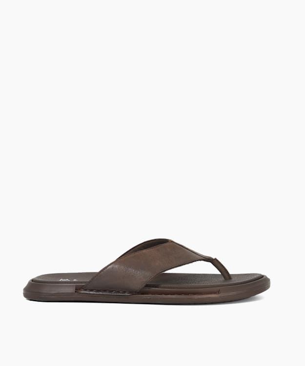 dune london Inside - Brown Leather Toe Post Sandals
