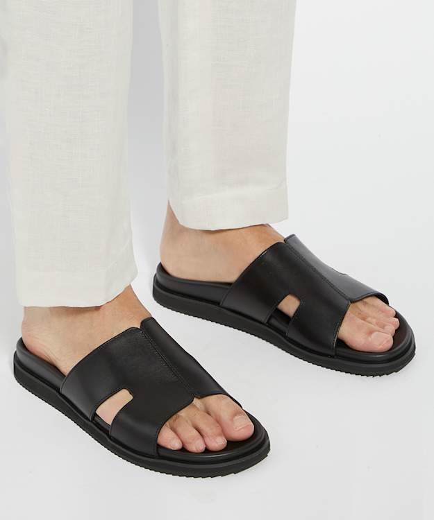 Dune London Insight - Black Leather Sandals