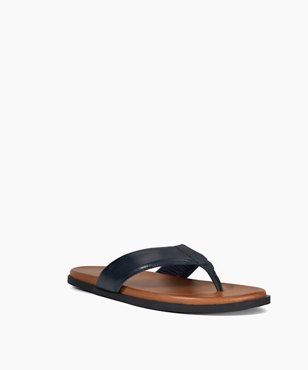 Dune London Inspires - Navy Leather Toe-Post Sandals