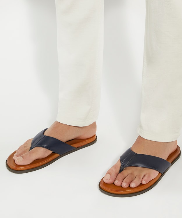 Dune London Inspires - Navy Leather Toe-Post Sandals