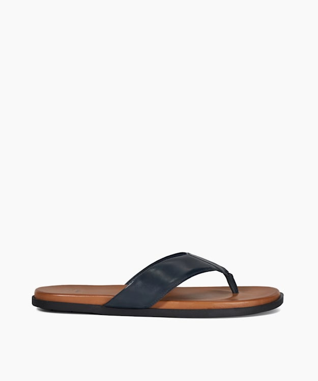 dune london Inspires - Navy Leather Toe-Post Sandals