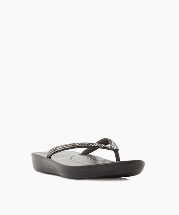 Dune London Iqushion Sparkl - Black Wedge Flip Flop
