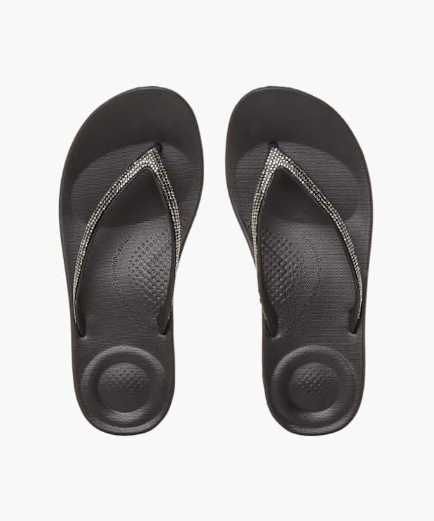 Dune London Iqushion Sparkl - Black Wedge Flip Flop