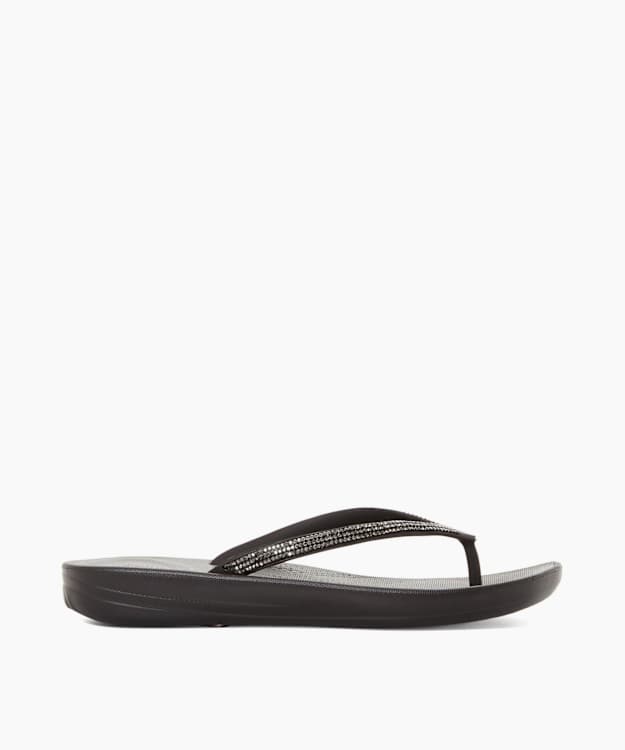 dune london Iqushion Sparkl - Black Wedge Flip Flop