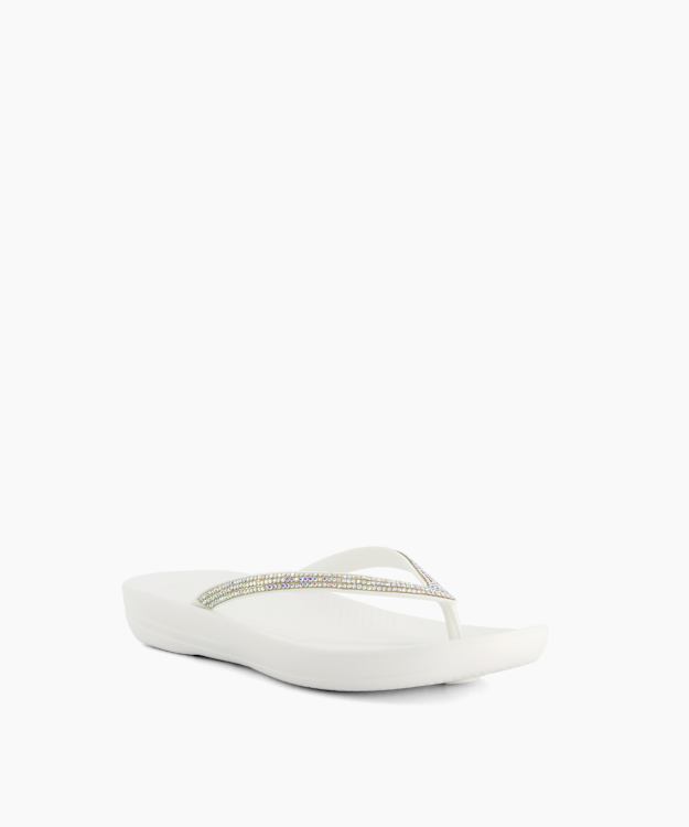 Dune London Iqushion Sparkl - White Wedge Flip Flop