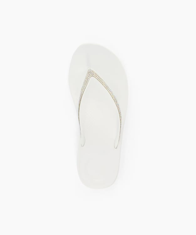 Dune London Iqushion Sparkl - White Wedge Flip Flop