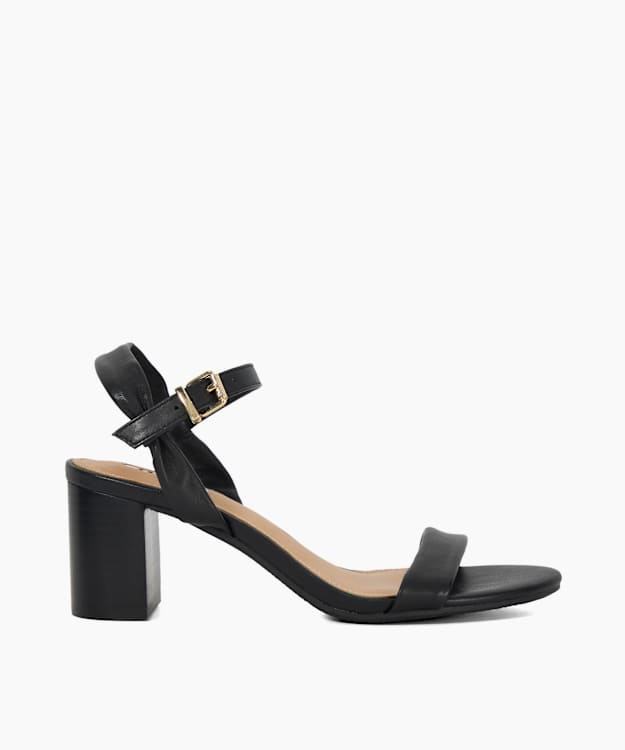dune london Jaliz - Black Open Toe Block Heel Shoes