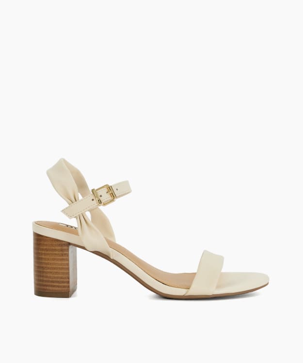 dune london Jaliz - Ecru Open Toe Block Heel Shoes
