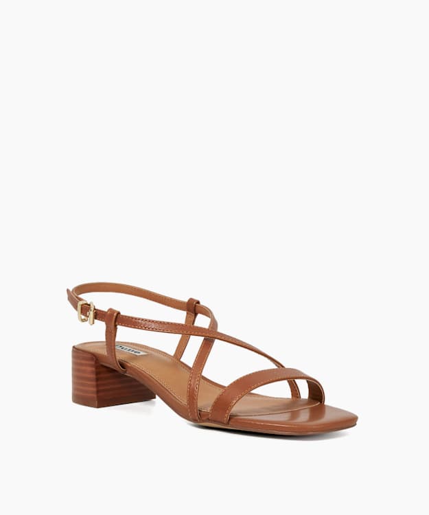 Dune London Jaskell - Tan Low Block Heel Sandals