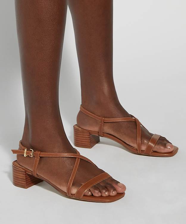 Dune London Jaskell - Tan Low Block Heel Sandals