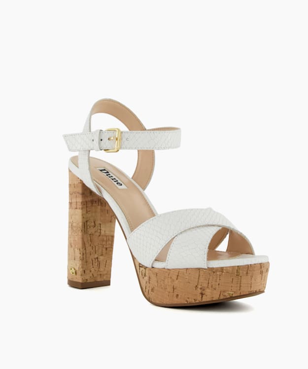 Dune London Jealous - White Cork-Platform Sandals