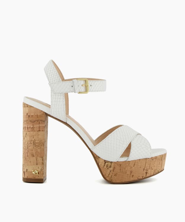 dune london Jealous - White Cork-Platform Sandals