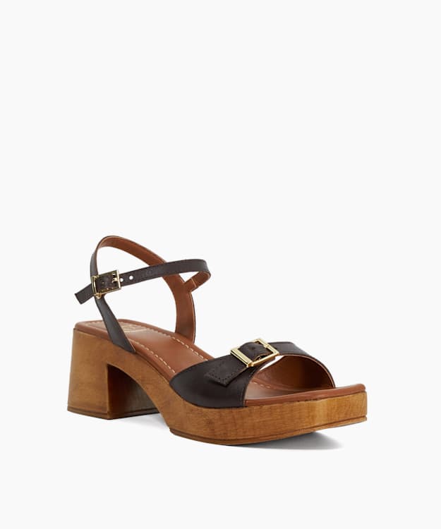 Dune London Jeane - Brown Skinny Strap Clog