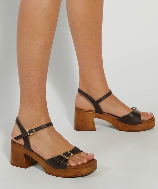 Dune London Jeane - Brown Skinny Strap Clog