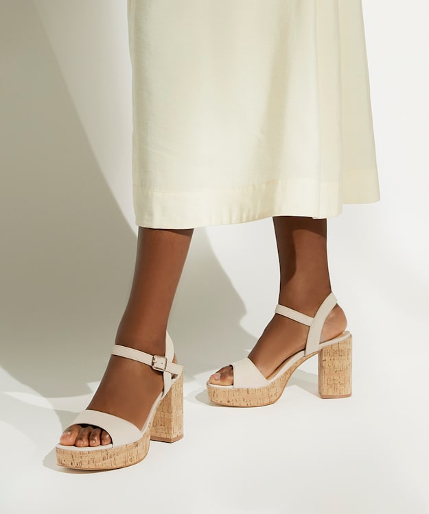 Dune London Jodi - Nude Cork-Platform Sandals
