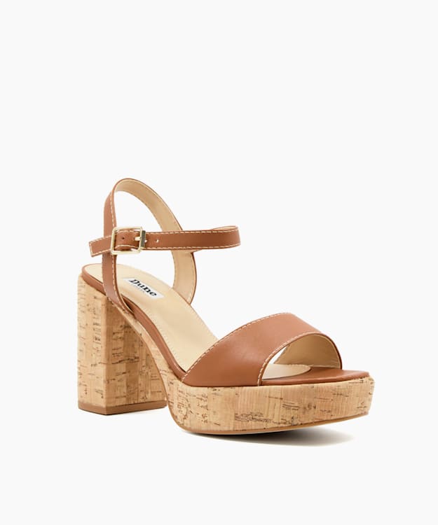 Dune London Jodi - Tan Cork-Platform Sandals