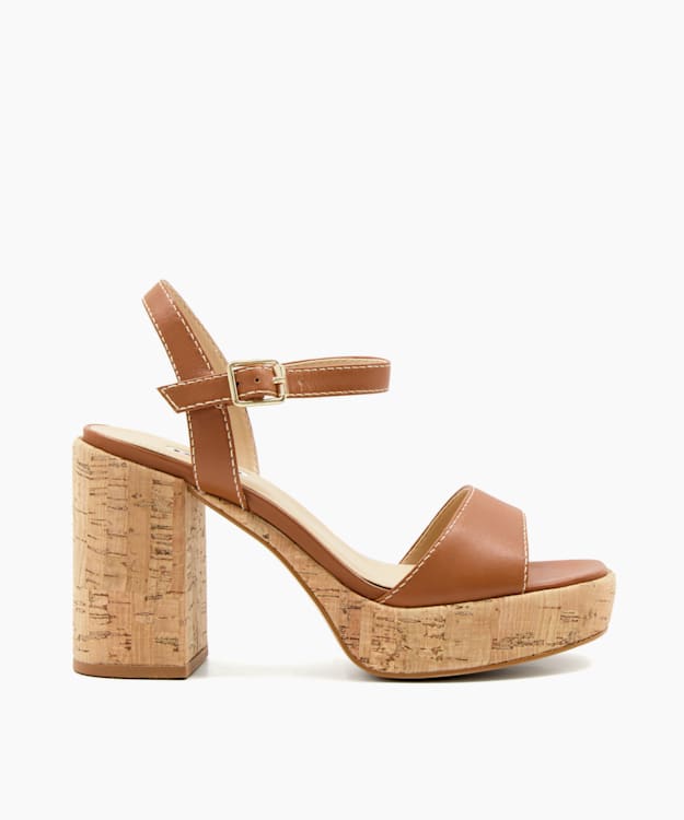 dune london Jodi - Tan Cork-Platform Sandals