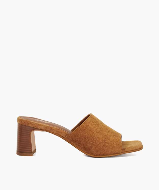 dune london Jule - Tan Suede Open Toe Heel Mules