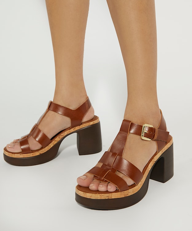 Dune London Jungle - Tan Stacked Platform Heels