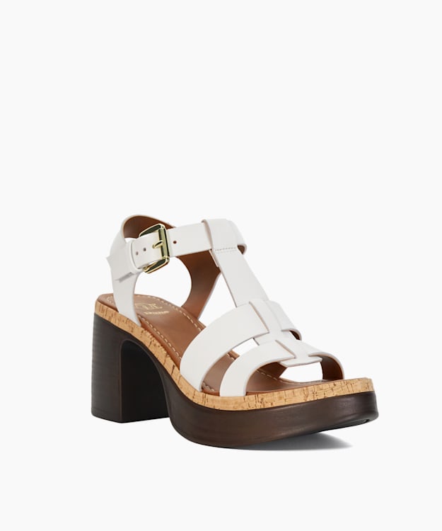 Dune London Jungle - White Stacked Platform Heels