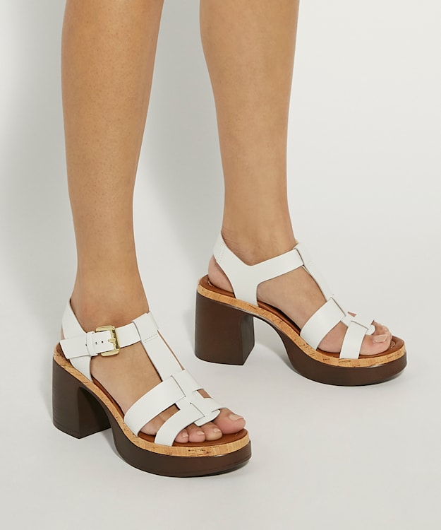 Dune London Jungle - White Stacked Platform Heels