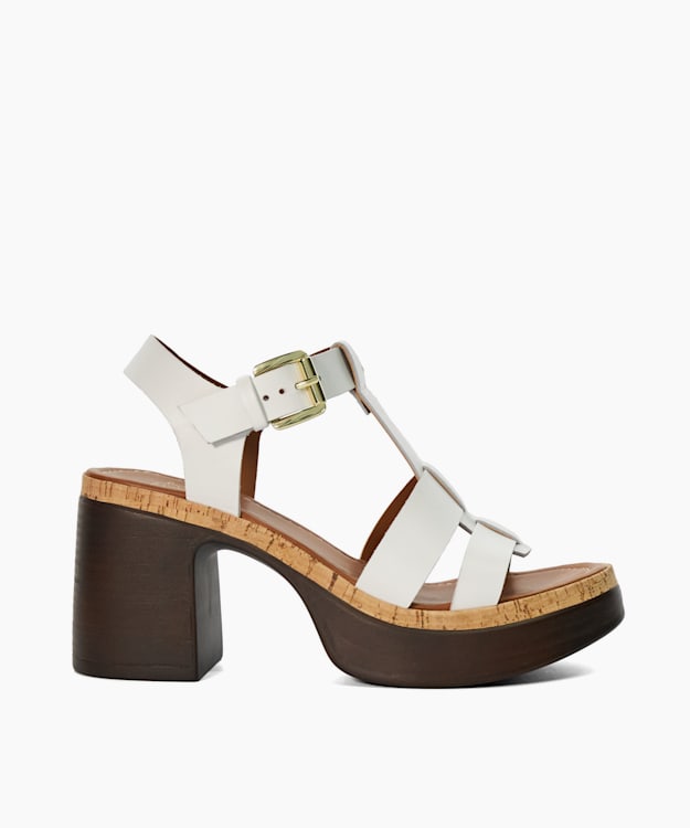 dune london Jungle - White Stacked Platform Heels