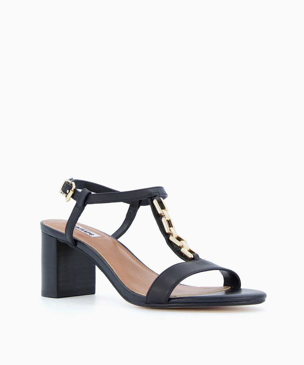 Dune London Just - Black Chain Detail Sandals