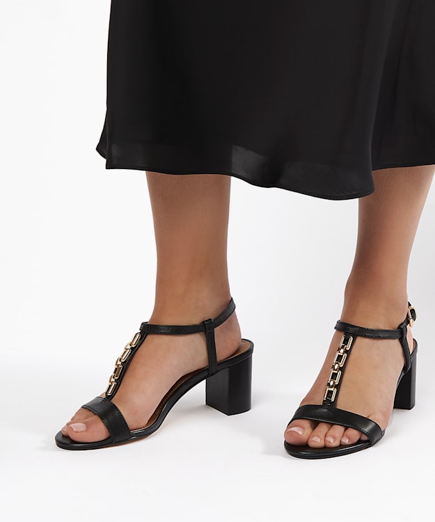 Dune London Just - Black Chain Detail Sandals