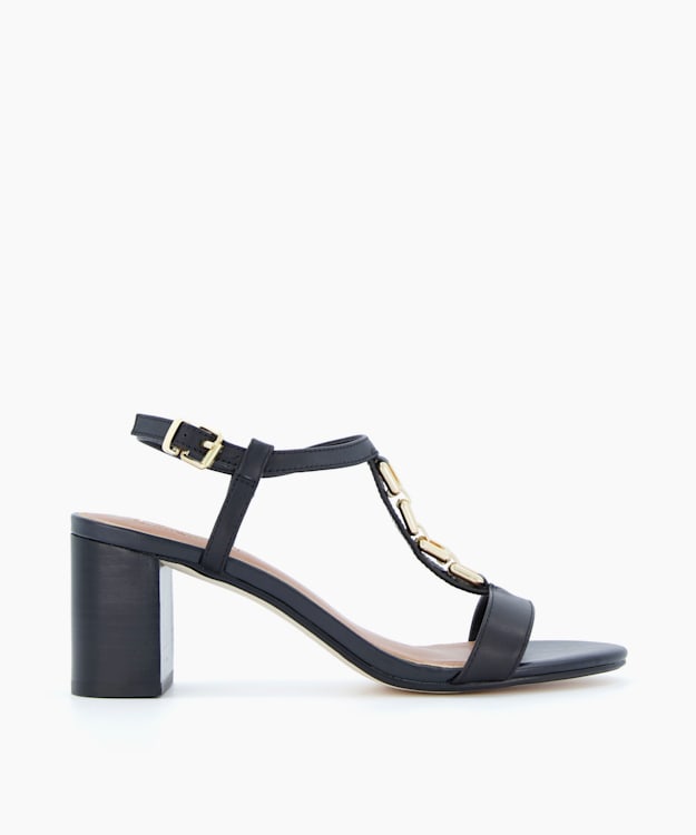 dune london Just - Black Chain Detail Sandals