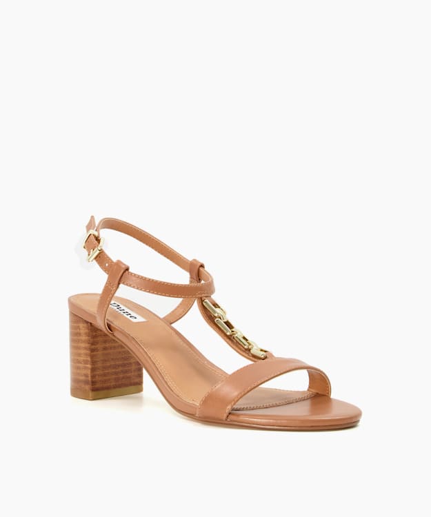 Dune London Just - Tan Chain Detail Sandals