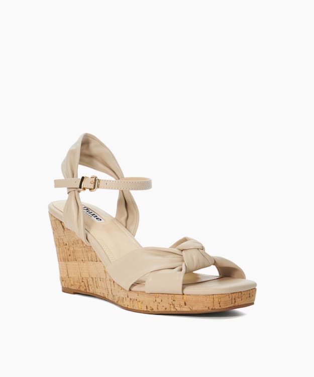 Dune London Kaino - Ecru Leather Cork Wedge