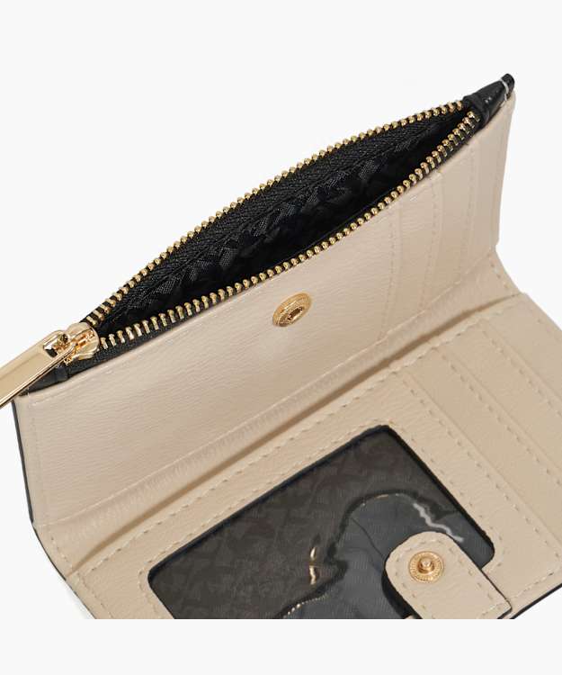 Dune London Kennero - Black White Zip-Up Logo Purse