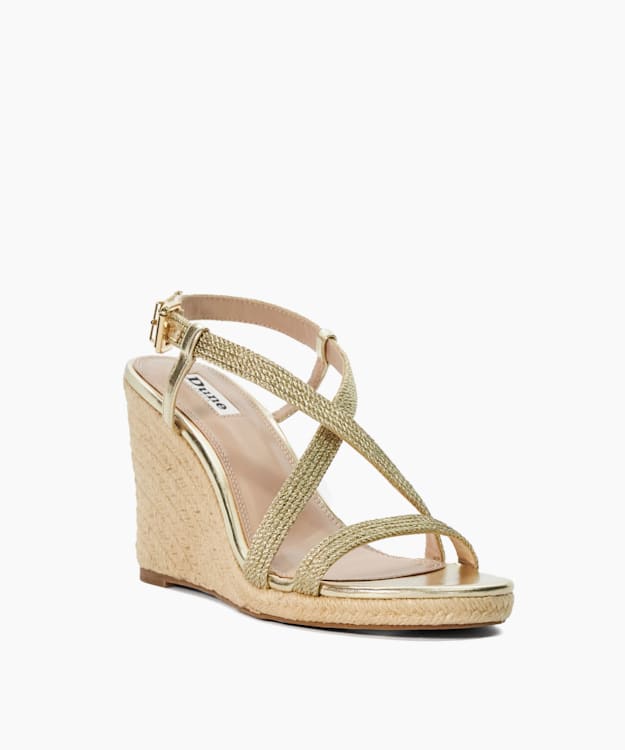 Dune London Keylas - Gold Embellished Raffia Wedge
