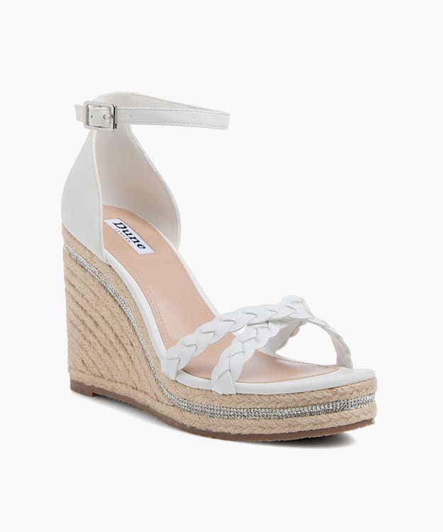 Dune London Khai - White Raffia Wedge