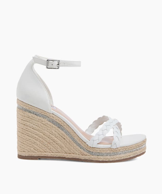 dune london Khai - White Raffia Wedge