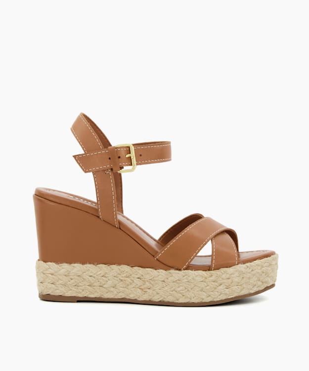 dune london Kind - Tan Espadrille-Wedge-Heel Sandals