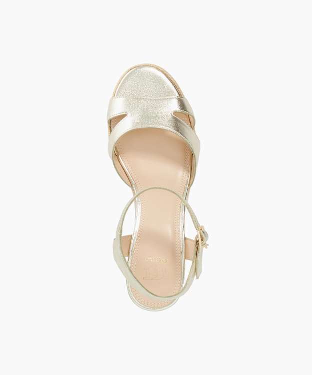 Dune London Kindal - Gold Reptile Print Wedge Sandal