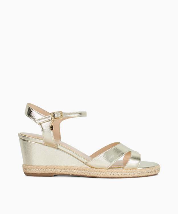 dune london Kindal - Gold Reptile Print Wedge Sandal