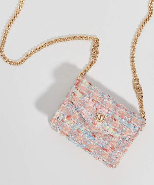 Dune London Kisses - Pink Boucle Chain Handle Purse